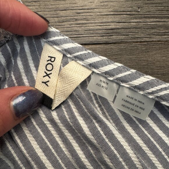 Roxy Stripe Tank Top Sz. M Skyline Sunlights Grey White Stripe Racerback - Picture 5 of 6